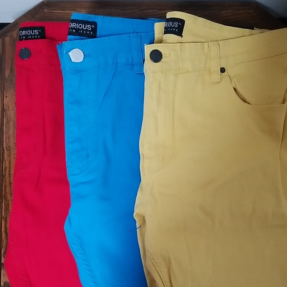 Men's Skinny Jeans - Red, Blue, Yellow